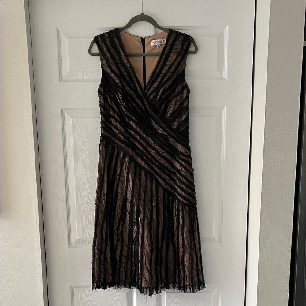 Black and Tan Midi Dress